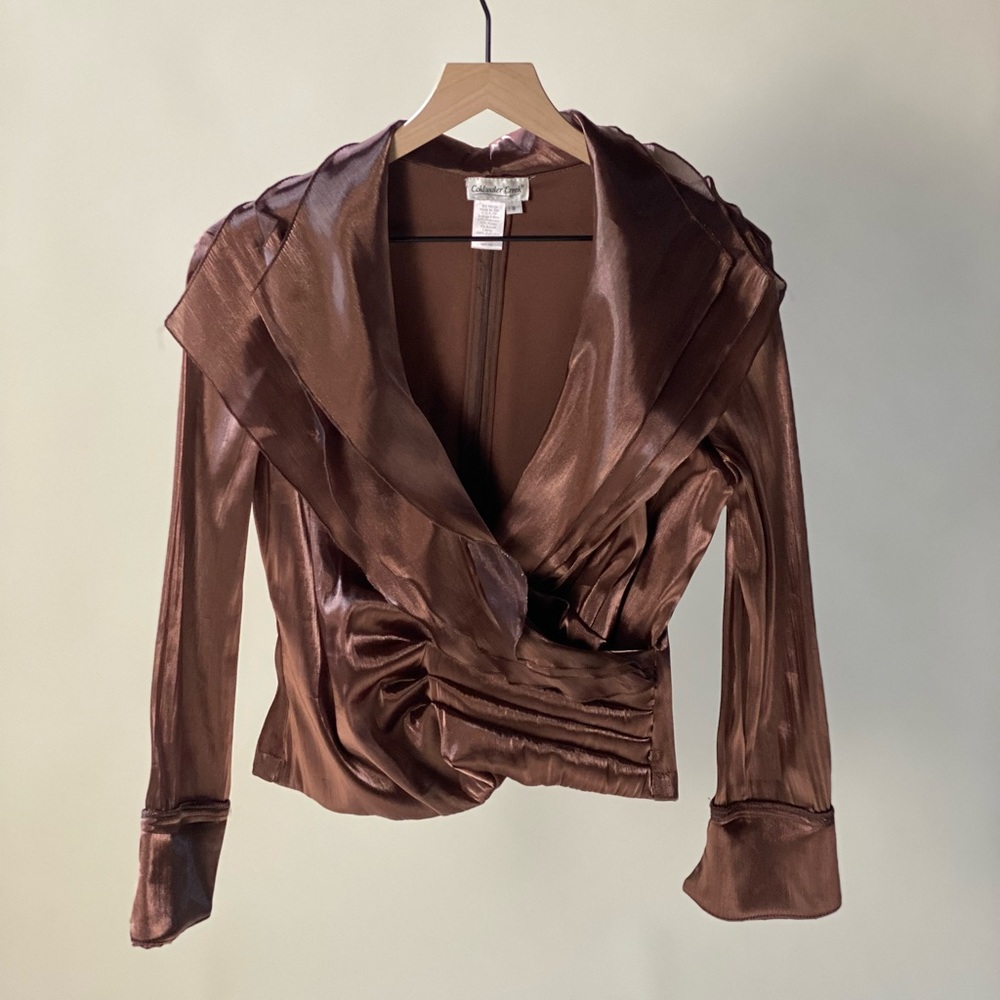 Coldwater creek women's blouse brown size 8 ruffle